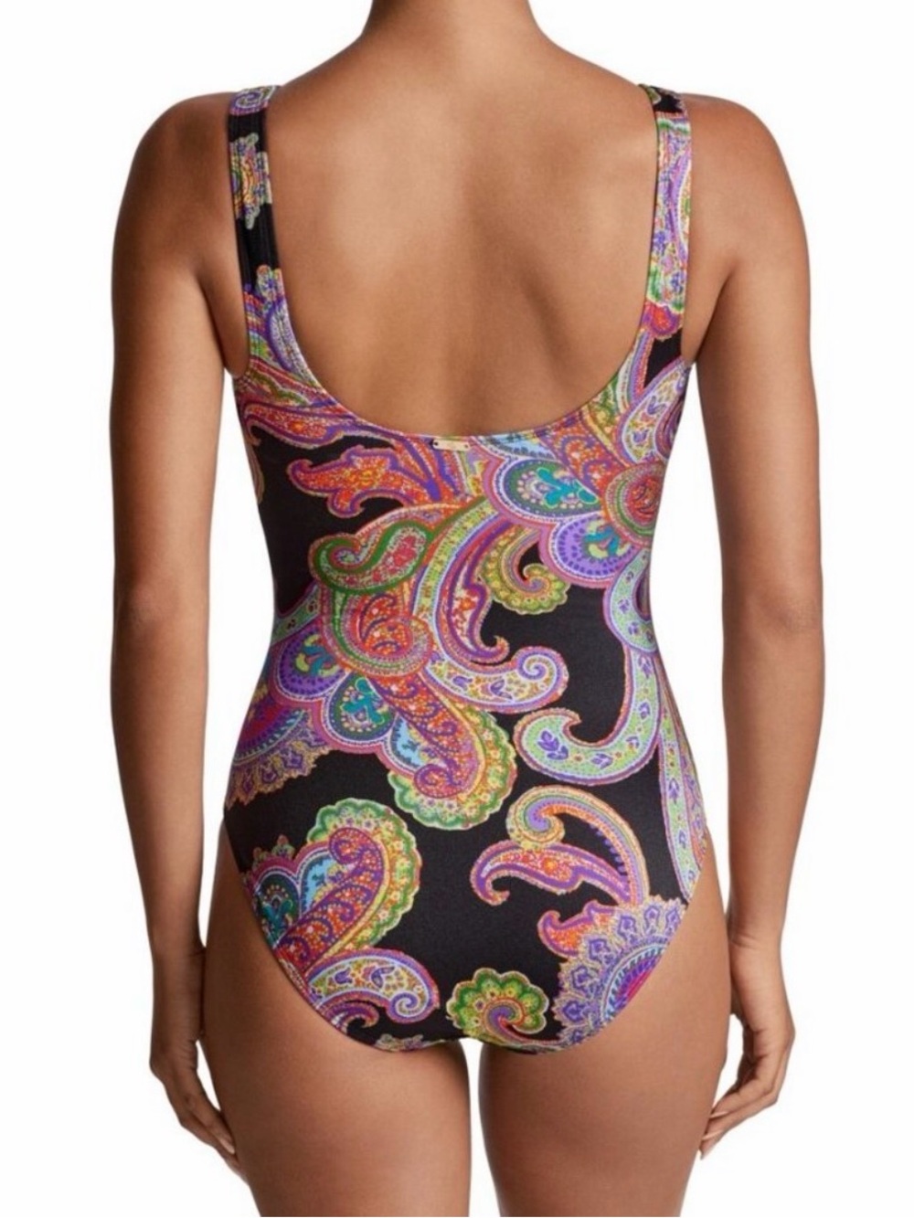 Lauren Ralph Lauren black Bordado Paisley Ruched One-Piece Swimsuit 14 NWT - Picture 2 of 15